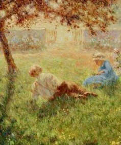 TH.BRENNEN FINE ART.  VS. Children in the garden - 80x90cm / oil on linen / Pierre van Dijk./ Private collection  New York