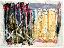 2- "the Fences" Egg and oil with pigment on linen. 80x100cm