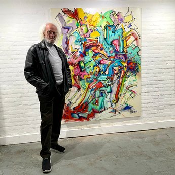 MicksArt Gallery-Emmen NL.'25 / Painting “Matthew passion” Airbrush oils on linen 180x140cm 1991/ © Pierre van Dijk