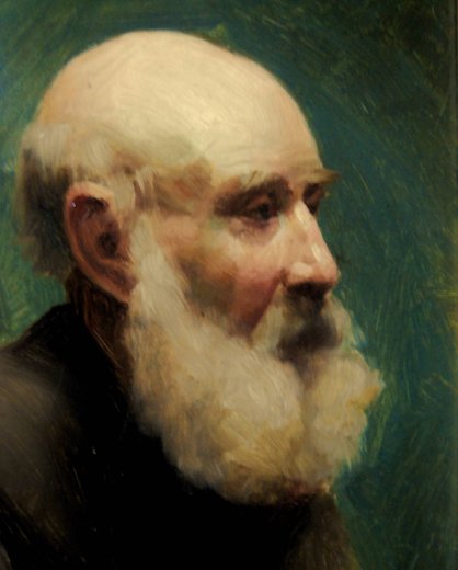 Portret "Oude man" 40x30cm Olie op Paneel Pierre v,Dijk - Kon.Academie .DenHaag 1969.