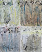 "the Fences" Egg and oil with pigment on linen. - 120x100cm panel.