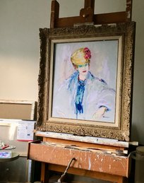 Mrs. Louise Lefèvre (Paris) 50x60cm Acrylic on linen. Pierre v.Dijk '22